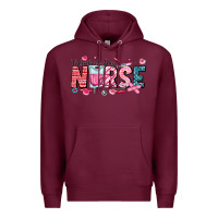 Burgundy Nurse Valentine Premium Hoodie - CowhideDigitalArt