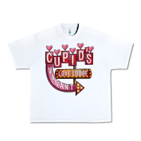 White Valentines Day Cupid's Love Lodge Urban Heavy Tee - FaDigitalArtStudio