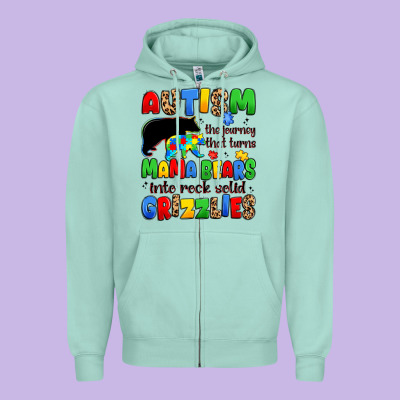 Autism The Journey That Turns Mama Bears Zipper Hoodie Designed By Jahusdesignshop