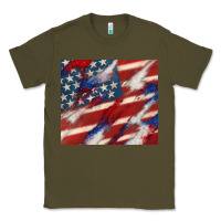 Army Green American flag glitter 4th of july Classic Tee - CowGirlArtShop