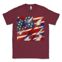 Burgundy American flag glitter 4th of july Classic Tee - CowGirlArtShop