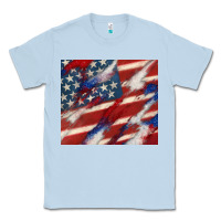 Dusty Blue American flag glitter 4th of july Classic Tee - CowGirlArtShop
