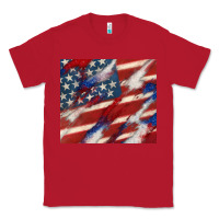Red American flag glitter 4th of july Classic Tee - CowGirlArtShop