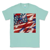 Seafoam American flag glitter 4th of july Classic Tee - CowGirlArtShop