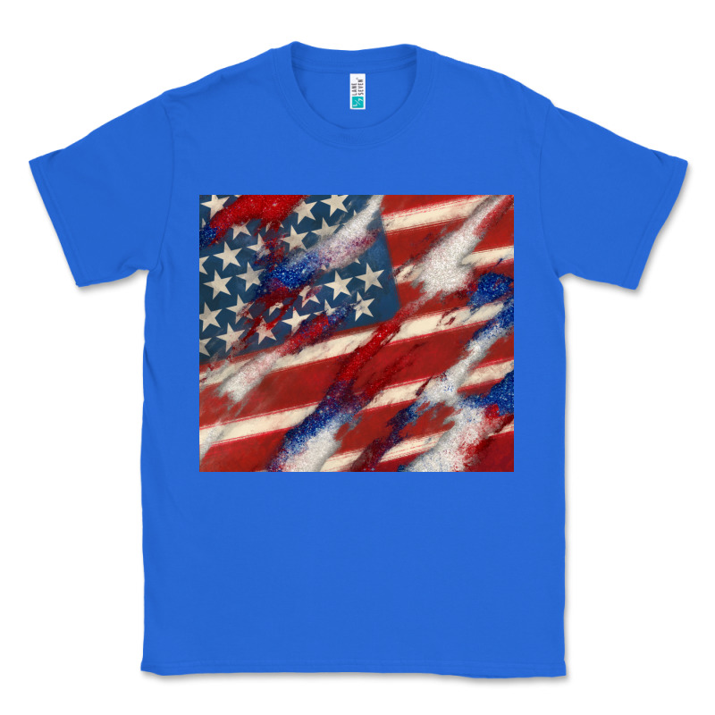 American Flag Glitter 4th Of July Classic Tee by CowGirlArtShop | Teevron