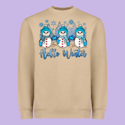 Snowman Hello Winter Heavyweight Sweatshirt Designed By Jahusdesignshop
