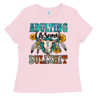 Bubblegum Pink adulting is some bullshit Ladies Tee - OliviaCreatesArt