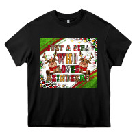 Black just a girl who loves reindeer Heavy Core Tee - CowGirlArtShop