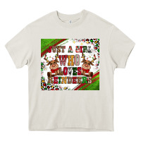 Cream just a girl who loves reindeer Heavy Core Tee - CowGirlArtShop