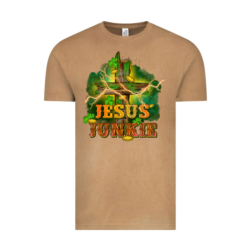 Jesus Junkie St. Patricks Day Vintage Tee by FaDigitalArtStudio | Teevron