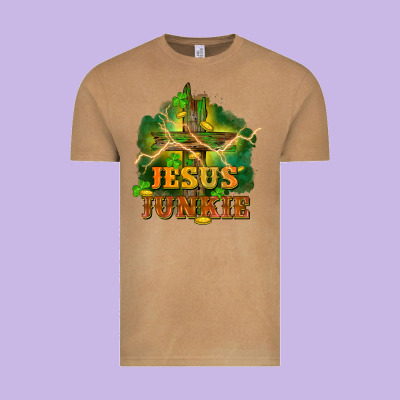 Jesus Junkie St. Patricks Day Vintage Tee Designed By Fadigitalartstudio