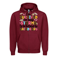 Burgundy i've survived too many storms Zipper Hoodie - JahusDesignShop