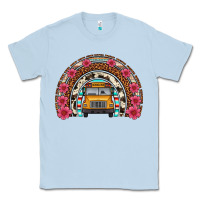 Dusty Blue school bus leopard cowhide rainbow Classic Tee - Artiststas