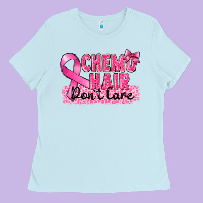Breast Cancer Chemo Hair Don't Care Ladies Tee Designed By Fadigitalartstudio