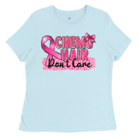Baby Blue Breast Cancer Chemo hair don't care Ladies Tee - FaDigitalArtStudio