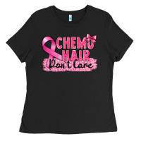 Black Breast Cancer Chemo hair don't care Ladies Tee - FaDigitalArtStudio