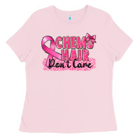 Bubblegum Pink Breast Cancer Chemo hair don't care Ladies Tee - FaDigitalArtStudio