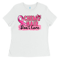 White Breast Cancer Chemo hair don't care Ladies Tee - FaDigitalArtStudio