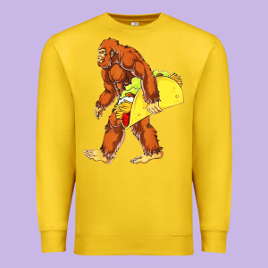 Bigfoot Carrying Taco Premium Sweatshirt Designed By Designefamous
