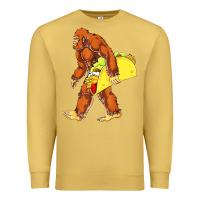 Antique Gold bigfoot carrying taco Premium Sweatshirt - DesigneFamous