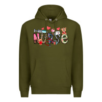 Army Green Nurse Valentines Day Premium Hoodie - CowhideDigitalArt