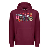 Burgundy Nurse Valentines Day Premium Hoodie - CowhideDigitalArt