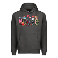 Charcoal Heather Nurse Valentines Day Premium Hoodie - CowhideDigitalArt