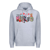 Heather Grey Nurse Valentines Day Premium Hoodie - CowhideDigitalArt