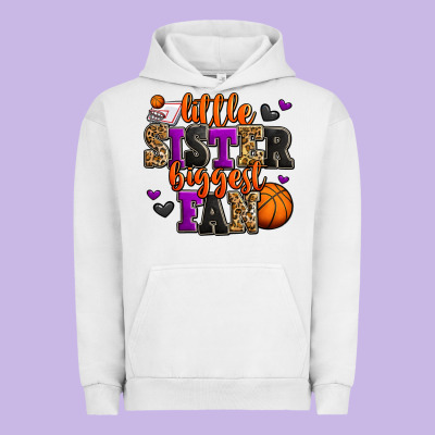 Little Sister Biggest Fan Basketball Urban Hoodie Designed By Jasminsmagicworld