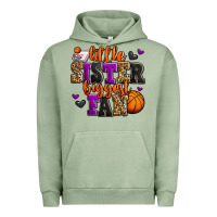 Pigment Oil Green little sister biggest fan basketball Urban Hoodie - Jasminsmagicworld