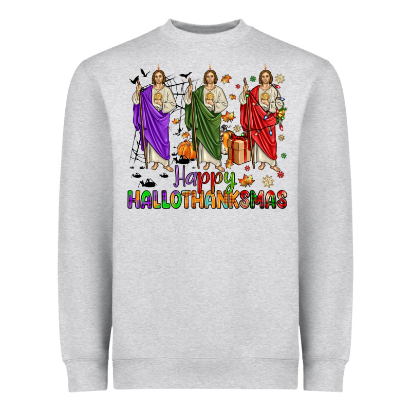 San Judas Happy  Hallothanksmas Heavyweight Sweatshirt by JahusDesignShop | Teevron