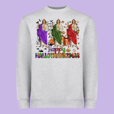 San Judas Happy  Hallothanksmas Heavyweight Sweatshirt Designed By Jahusdesignshop