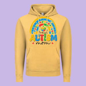Proud Autism Mom Rainbow Vintage Hoodie Designed By Cowhidedigitalart