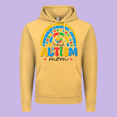 Proud Autism Mom Rainbow Vintage Hoodie Designed By Cowhidedigitalart