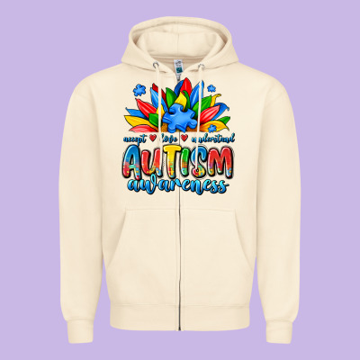 Autism Awareness Accept Love Understand Zipper Hoodie Designed By Jahusdesignshop