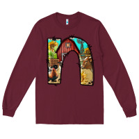 Burgundy farm life alphabet lowercase letters n Long Sleeve Tee - BundleAndBundleShop