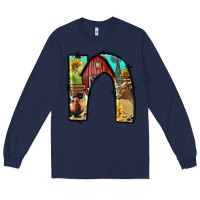 Navy farm life alphabet lowercase letters n Long Sleeve Tee - BundleAndBundleShop