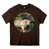 Chocolate Brown Christmas Charolais Bull And Black Angus Bull Heavy Core Tee - RanaPortraitStore