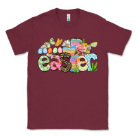 Burgundy Happy Easter Easter Day Classic Tee - CowGirlArtShop
