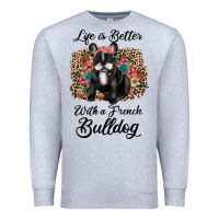 Heather Grey life is better with a french bulldog Premium Sweatshirt - JahusDesignShop
