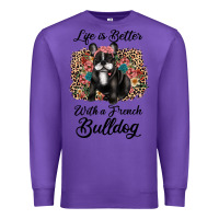 Purple life is better with a french bulldog Premium Sweatshirt - JahusDesignShop