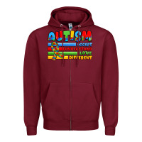Burgundy autism accept understand love different Zipper Hoodie - JahusDesignShop