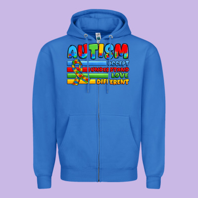 Autism Accept Understand Love Different Zipper Hoodie Designed By Jahusdesignshop