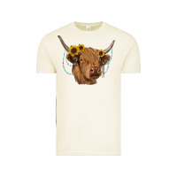 Vintage Arctic highland cow with sunflowers turquoise Vintage Tee - RanaPortraitStore