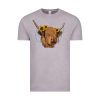 Vintage Zinc highland cow with sunflowers turquoise Vintage Tee - RanaPortraitStore