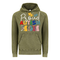 Vintage Olive Proud Autism Mom Leopard Pattern Design Autism Awa Vintage Hoodie - CowhideDigitalArt