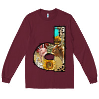 Burgundy farm life alphabet lowercase letters d Long Sleeve Tee - BundleAndBundleShop