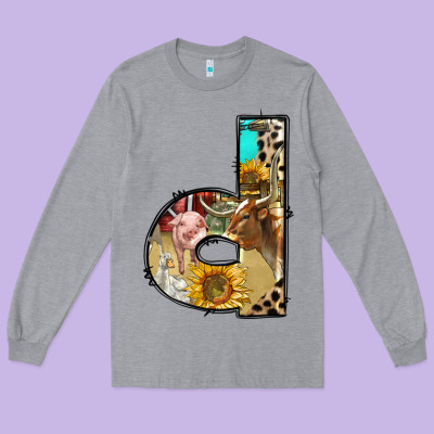 Farm Life Alphabet Lowercase Letters D Long Sleeve Tee Designed By Bundleandbundleshop