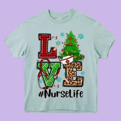 Love Nurse Life Christmas Heavy Core Tee Designed By Cowgirlartshop