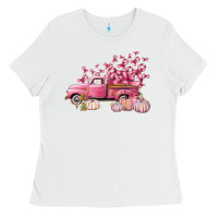 White Breast Cancer truck Ladies Tee - FaDigitalArtStudio
